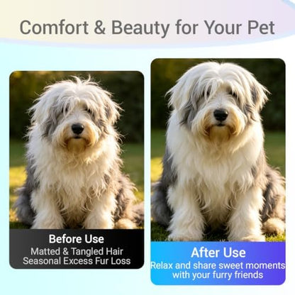 Dog Deshedding Rake for Shedding, Double-Sided Grooming Tool for Dogs & Cats, Gentle Skin-Friendly Pet Brush for Long and Short Hair Breeds, Removes Loose Hair and Keeps Coats Healthy (Brush & Comb) - Image 7