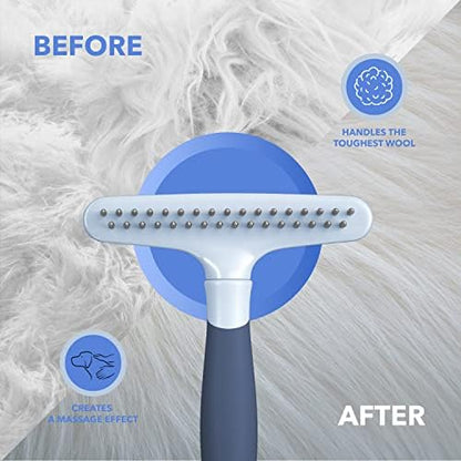 Dog rake deshedding dematting Brush Comb - Undercoat rake for Dogs, Cats, matted, Short,Long Hair Coats - Brush for Shedding, Double Row Stainless Steel pins - Reduce Shedding by 90% (Haze Blue) - Image 6
