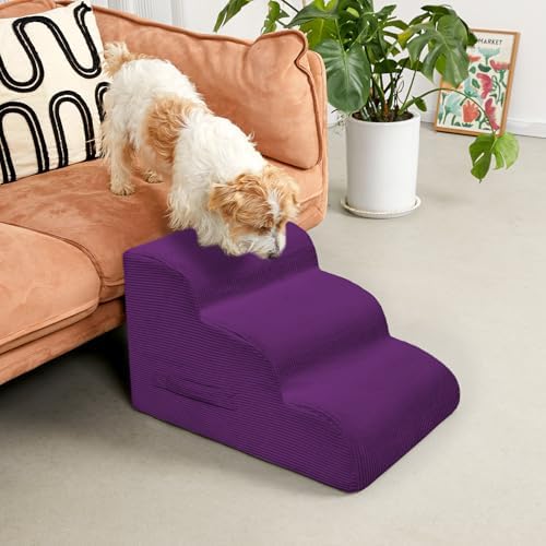 Mesa Lemon 3 Step Dog Stairs Pet Ramp for High Beds, Sofas and Cars - Image 2