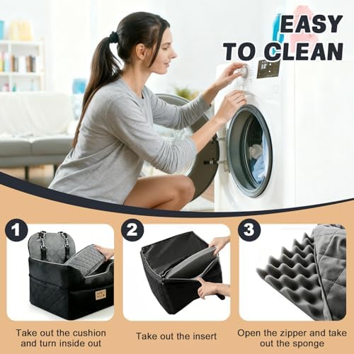 Dog Car Seat for Small Dogs & Cats Up to 30 lbs | Elevated Pet Booster with Washable Cover, Safety Straps, Storage Pocket – Fits Cars, Trucks, SUVs, Front/Back Seat - Image 6