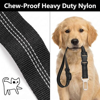 Heavy Duty Dog Seat Belt, 2-in-1 Chew Proof Car Harness with Bungee Tether - Image 4