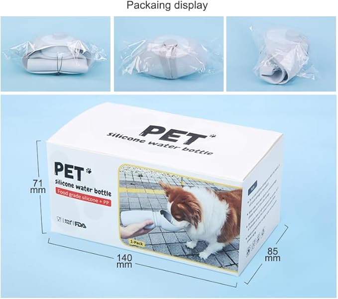 Portable Dog Water Bottle, 19 oz Capacity, Foldable Silicone Design, Leak-Proof Travel Bottle with Drinking Trough