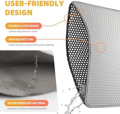 Cat Litter Mat 24x15 Inches, Honeycomb Double Layer Litter Trapping Mat, Waterproof Leakproof Urine Proof Cat Litter Box Mat for Cat Litter Box Area, Floor, Kitty Litter Rug - Image 6