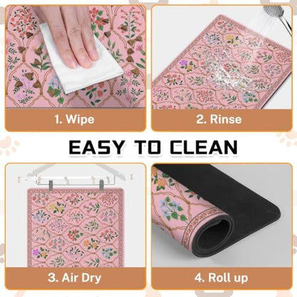 Absorbent Pet Dog Bowl Mat for Food and Water, Pet Cat Food Feeding Mat with Non Slip Rubber Backing, Dog Food Mats for Floors Waterproof, 12"x20" - Image 6