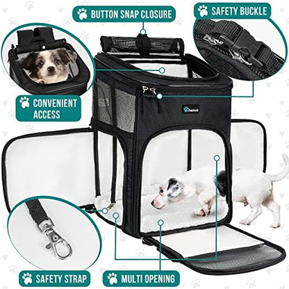 PetAmi Dog Backpack Carrier, Airline Approved 4-Way Entry Cat Bag, Black - Image 3