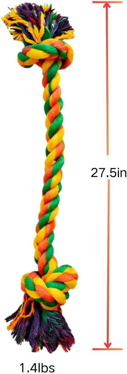 Heavy Duty Dog Rope Toys for Large/Medium Aggressive Chewers, 27.5 Inch Tough Cotton Tug Toy, 1.4 lbs Indestructible Double Knot Rope for Teeth Cleaning – Stronger for Golden Retriever