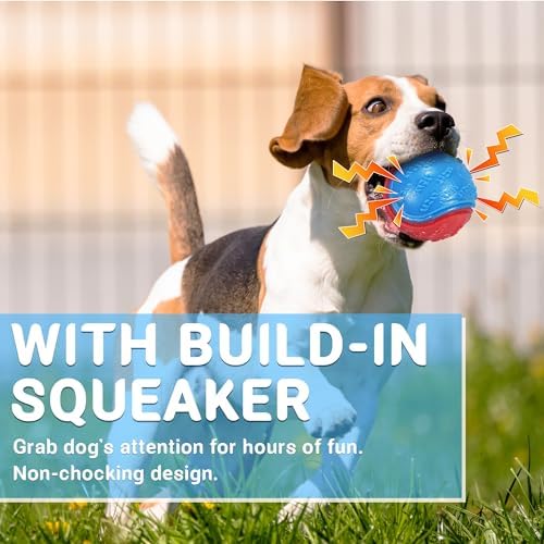 LECHONG 3.5in Squeaky Dog Balls Toys for Training, Dog Toys to Keep Them Busy, High Bouncy Balls for Interactive Playing, Great for Puppy Pet Teething and Chew 4Pcs - Image 6