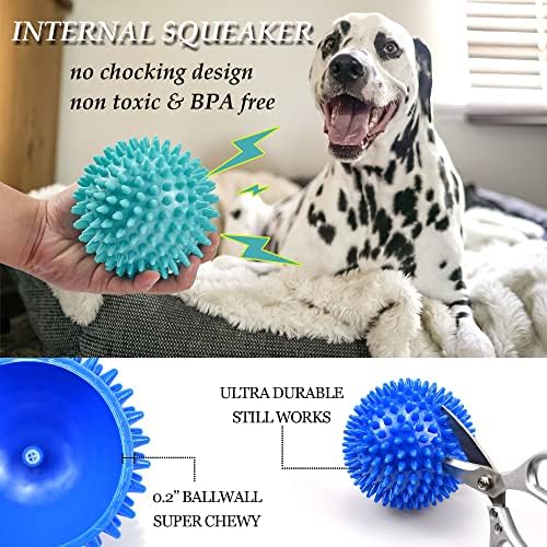 4.5”Dog Balls Squeaky Dogs Toys for Medium Large Dog Toys for Aggressive Chewers Spiky Ball Big Outdoor Chew Dogs Toys - Image 2