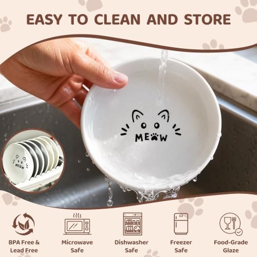 YINEYA 3 Pack Cat Food Bowls, Anti Whisker Fatigue Ceramic Cats Dishes Set - Image 5