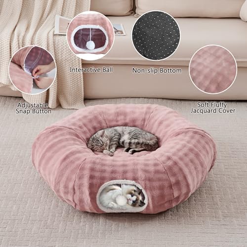 Bubble Round Cat Tunnel for Indoor Cats, Dusty Pink - Image 3