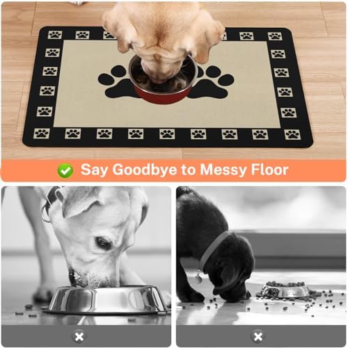 Absorbent Pet Dog Bowl Mat for Food and Water, Pet Cat Food Feeding Mat with Non Slip Rubber Backing, Dog Food Mats for Floors Waterproof, 24"x32" - Image 3