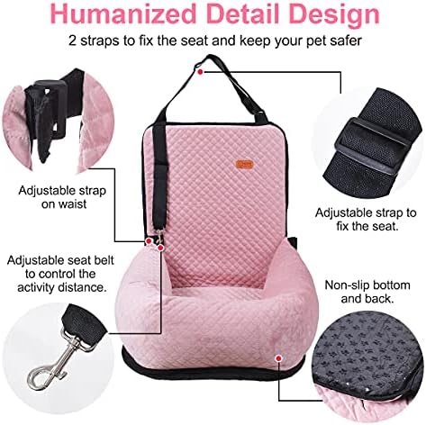 Dog Car Seat for Small Medium Dogs Pet Up to 40 lbs Pink - Image 4