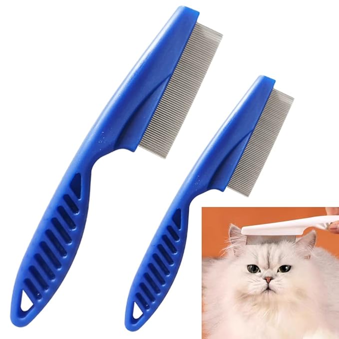 Multifunctional Pet Hair Comb, 2023 New Magic Pet Comb Dog Combs for Grooming, Stain Tear Removal Comb Stainless Steel Fine-Tooth Grooming Massage Comb for Dog Cat (1 Pair, Blue)