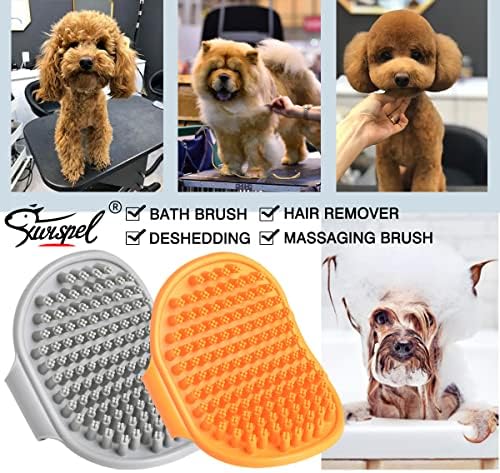 Dog Grooming Brush, Pet Shampoo Bath Brush Shedding Soothing Massage Rubber Comb with Adjustable Ring Handle for Long Short Haired Dogs and Cats 2pcs - Image 7