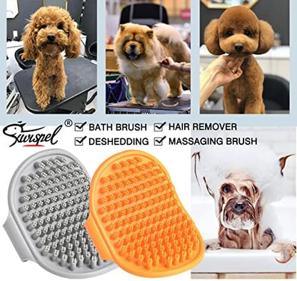 Dog Grooming Brush, Pet Shampoo Bath Brush Shedding Soothing Massage Rubber Comb with Adjustable Ring Handle for Long Short Haired Dogs and Cats 2pcs - Image 7
