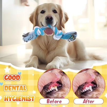 Hiboom 24 Pcs Dog Rope Toys Bulk Multi Color Puppy Chew Rope Cotton Teething Toys 2 Knot Tug for Aggressive Chewers Small and Medium Dogs Puppies - Image 4