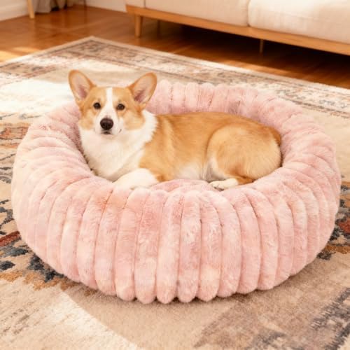 Washable Small Cat Dog Bed,Puppy Bed Cat Beds for Indoor Cats(Pink,M) by Unknown