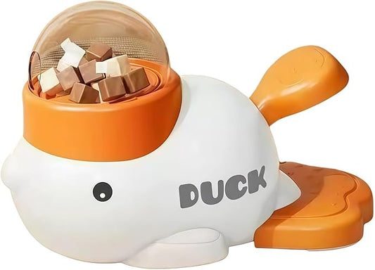 Duck Shaped Interactive Treat Dispenser for Cats and Dogs, Puzzle Slow Feeder Toy with Adjustable Food Outlets, Non Slip Pet Food Dispenser for Small Medium Pets (White)