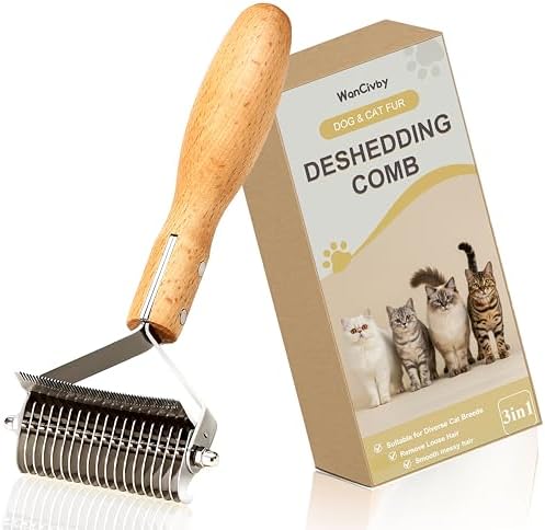 Undercoat Rake Dog Brush Dematting Comb cat shedding tool Dematting Tool Pet Brush Efficiently Detangle and Groom Coats for Large Medium Small Dogs and Cats Comb for Grooming Premium (Round Handle) by Unknown