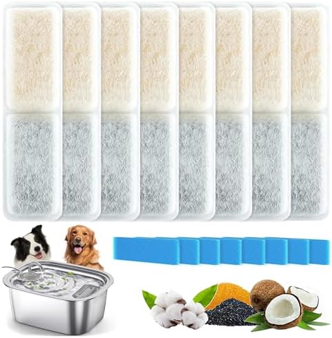 Replacement Filters for PETDOTT Dog Fountain, Water Filter, for Stainless Steel Pet Fountain for Large Dogs- Vertical Filtration for D2431 Lasts Two Months by PETDOTT
