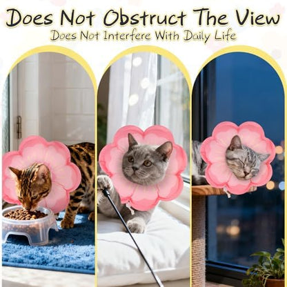 EXPAWLORER Cat Cone Collar Soft, Cat E Collar Recovery After Surgery to Stop Licking, Adjustable Waterproof Cute Neck Elizabethan Pet Kitten Puppy Donut Pillow for Cats Puppy Wound Healing, PinkL - Image 6