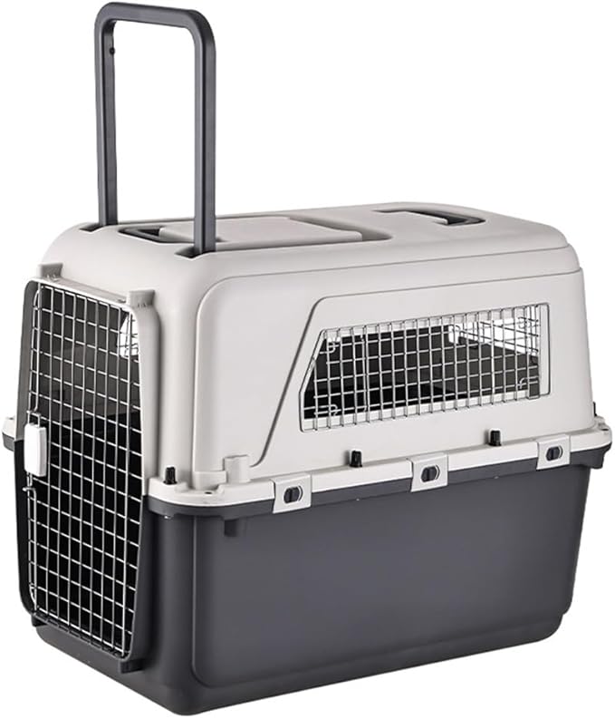 Generic Travel Dog Crate Pet Box Length 33in/Width 21.6in/Height 25.2in Dogs Kennel with Handle & Metal Door Plastic Dog Carrier for Indoor Outdoor Puppies Kittens
