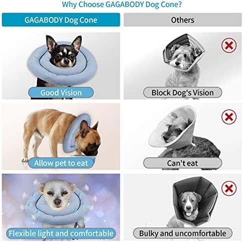 GAGABODY Dog Cones for Small Dogs & Cats, Comfortable Adjustable Soft Dog Cone Alternative After Surgery, Elizabethan Donut Collar, Blue, Cotton & Synthetic Fabric - Image 6