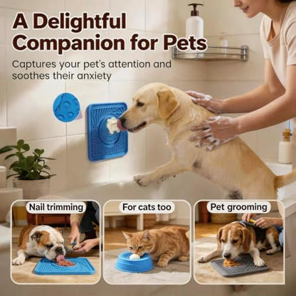 Slow Feeder Dog Bowls & Lick Mat for Liquid and Thick Treat(Blue) - Image 5