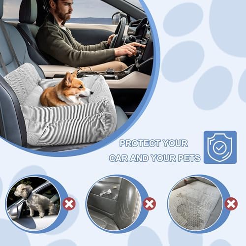 Dog Car Seat for Small Dogs, Pet Booster Seat with Clip-On Safety Leash and Storage Pockets, Washable Travel Dog Car Bed for Puppy （Black） - Image 2