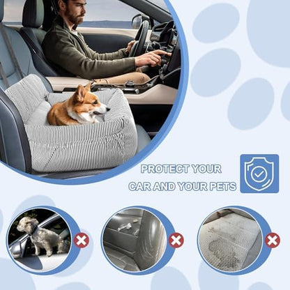 Dog Car Seat for Small Dogs, Pet Booster Seat with Clip-On Safety Leash and Storage Pockets, Washable Travel Dog Car Bed for Puppy （Black） - Image 2