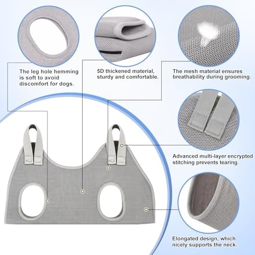 Kkiimatt Dog Grooming Hammock Harness,XXX-Large Silver Grey Grooming Sling for Giant Dogs,Dog Hanger Holder Restraint for Nail Trimming, Hanging Harness Hammock for Nail Clipping - Image 3
