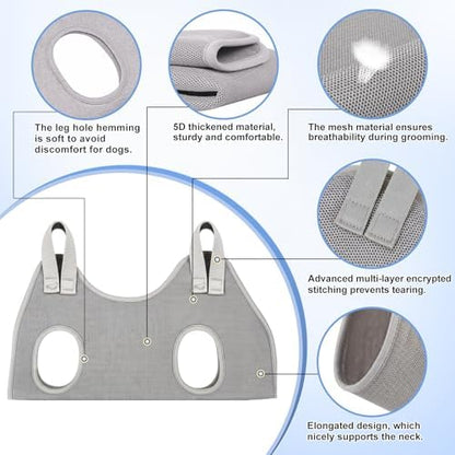 Kkiimatt Dog Grooming Hammock Harness,XXX-Large Silver Grey Grooming Sling for Giant Dogs,Dog Hanger Holder Restraint for Nail Trimming, Hanging Harness Hammock for Nail Clipping - Image 3