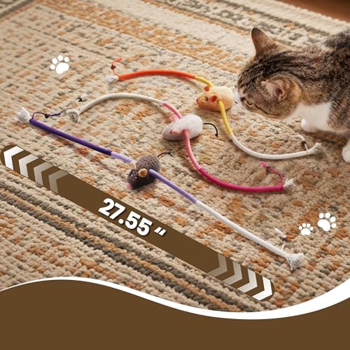 Cat Chew Ropes with Catnip Mouse, 3Pcs Cat Chew Toys for Large Cats Enrichment, 3-in-1 Catnip Toys Mouse & Strong Braided Ropes & Gall Fruits, Cats Teething Toys - Image 7
