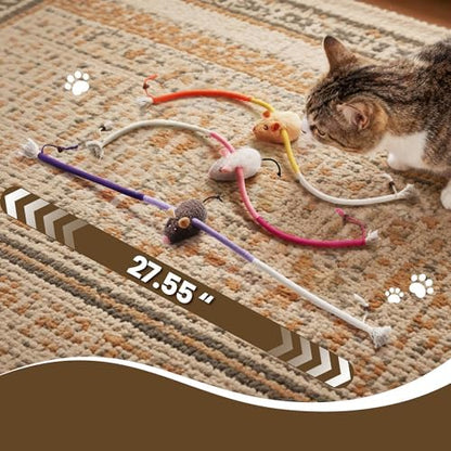 Cat Chew Ropes with Catnip Mouse, 3Pcs Cat Chew Toys for Large Cats Enrichment, 3-in-1 Catnip Toys Mouse & Strong Braided Ropes & Gall Fruits, Cats Teething Toys - Image 7