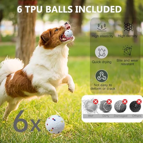 Dog Ball Thrower Launcher,Automatic Ball Launcher for Dogs with 3 Launching Distance 20-45FT,6 2.3 Inch ETPU Tennis Balls,Interactive Dog Toys for Small/Medium Dogs, Not for Aggressive Chewers - Image 4