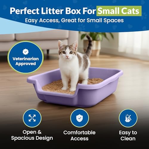 KittyGohere Senior Cat Litter Box Small with Scoop, Storybook Lavender - Image 2