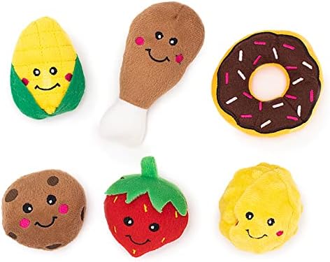 ZippyPaws Burrow Replacement Miniz Squeaky Enrichment - Mixed Food 6 Pack by ZippyPaws
