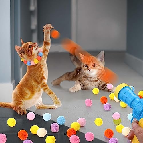 Aiersa Cat Toy Ball Launcher, Plush Ball Shooting Gun with 20 Pom Pom Balls, Interactive Indoor Cat Fetch Toy - Image 4
