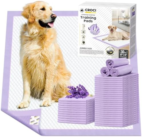 CROCI Puppy Pads with Adhesive Tabs Leak Proof Lavender Scent 36x36in 30Ct by CROCI