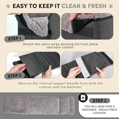 BurgeonNest Center Console Dog Car Seat for Small Pets to 11lbs, Grey - Image 4