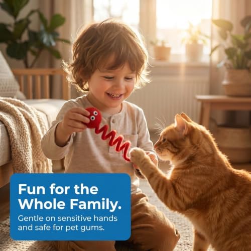 Glaciart One Felt Spring Cat Toy – 3 Pcs Soft Fuzzy Enrichment 100% Natural Wool - Interactive Stretchable Play Set - Safe for Pets, Non-AZO Colored Dyes - 4” Long - Image 3