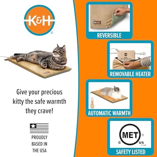 K&H Heated Cat Bed, Thermo-Kitty Mat Indoor, Safety Listed, 6W, Sage/Tan - Image 3