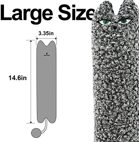TTcat 14.6 Inch Large Curly Plush Pillow Cat Kicker Toy with Catnip Silvervine Powder, Soft Stuffed Cat Chew Toy with Tail, Interactive Toy for Indoor Cats and Kittens(Grey). - Image 2