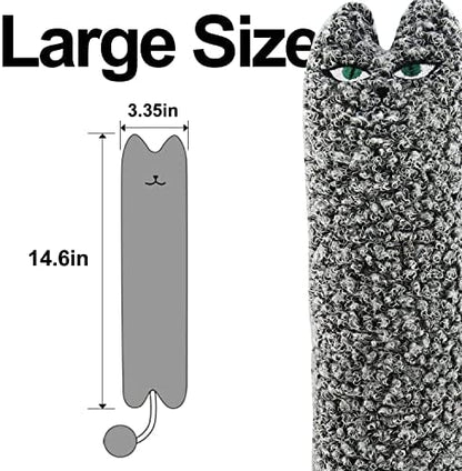 TTcat 14.6 Inch Large Curly Plush Pillow Cat Kicker Toy with Catnip Silvervine Powder, Soft Stuffed Cat Chew Toy with Tail, Interactive Toy for Indoor Cats and Kittens(Grey). - Image 2