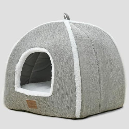 Cat Beds for Indoor Cats-Cat Bed Cave House Tent for Kittens and Small Pets with Washable Cushioned,Soft and Warm Indoor House, Grey, 15 inches by WINDRACING