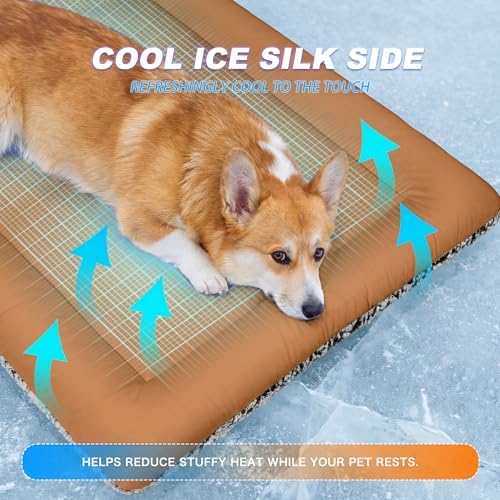 Self Warming Cat Bed, Reversible Cooling Mat for Cats, Dark Brown, 18x24 In - Image 4