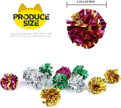 25 Pack Crinkle Balls Cat Toys for Cats - Original Mylar Crinkle Balls (Random Color) - Image 2