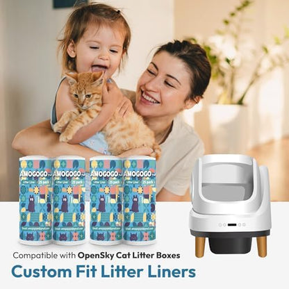 100 Pack Litter Box Liners, Compatible with PetSafe ScoopFree OpenSky Automatic Litter Box, Large Capacity Waste Bin Liners, Heavy Duty, Thick Drawstring Refill Bags, 25.39" x 12.6" - Image 2