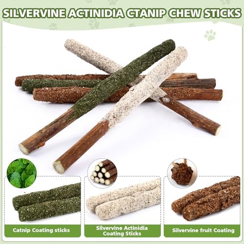 WOUSEDO 24 Pack Catnip Chew Toys with Silvervine Sticks for Cats - Image 4