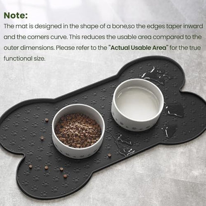 PWTAA Dog Food Mat Anti-Slip Silicone Dog Bowl Mat Thicker Pet Placemat Waterproof Cat Feeder Pad with Raised Edge Puppy Kitten Feeding Mats Suitable Small Medium-Sized Dogs Cats Eating Tray - Image 4